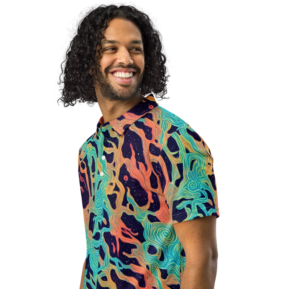 Astral Tides on Men's Slim Fit Polo Shirt — Left Front
