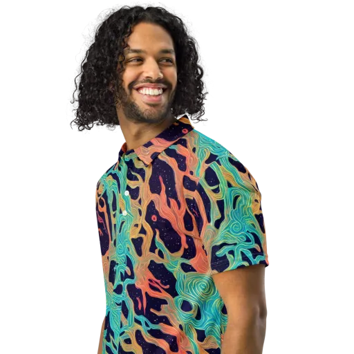 Astral Tides on a Men's Slim Fit Polo Shirt