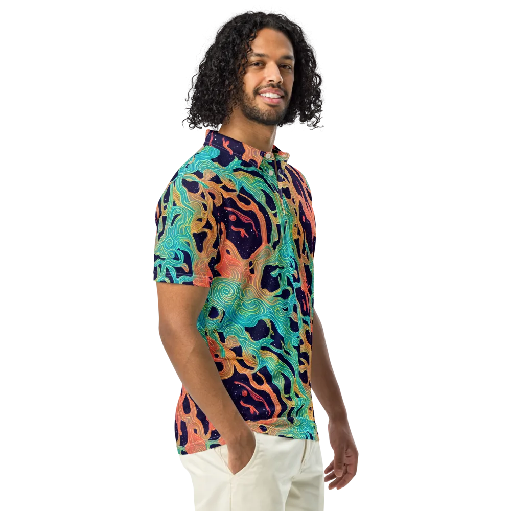 Astral Tides on Men's Slim Fit Polo Shirt — Right Front