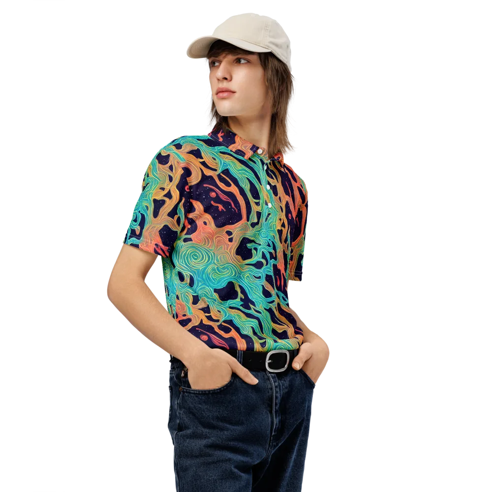 Astral Tides on Men's Slim Fit Polo Shirt — Right Front