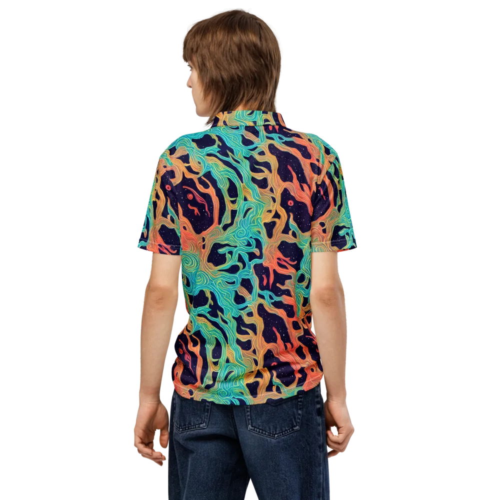 Astral Tides on Men's Slim Fit Polo Shirt — Back