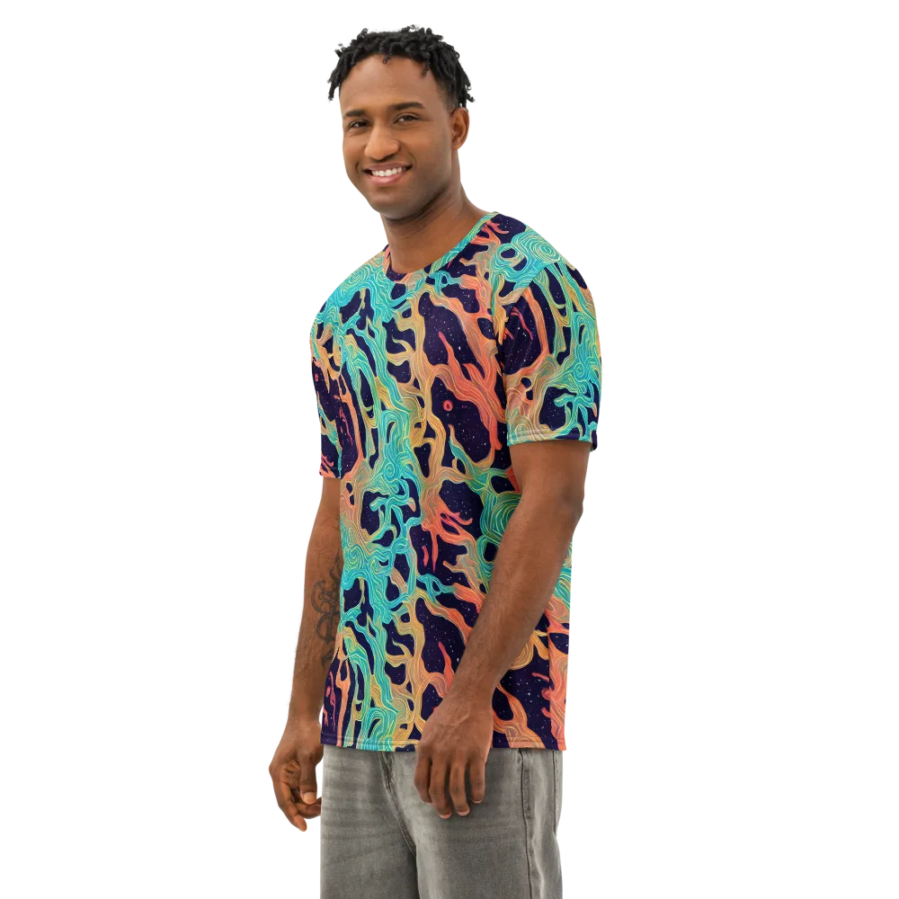 Astral Tides on Men's Cotton Crew Neck T-Shirt — Left Front