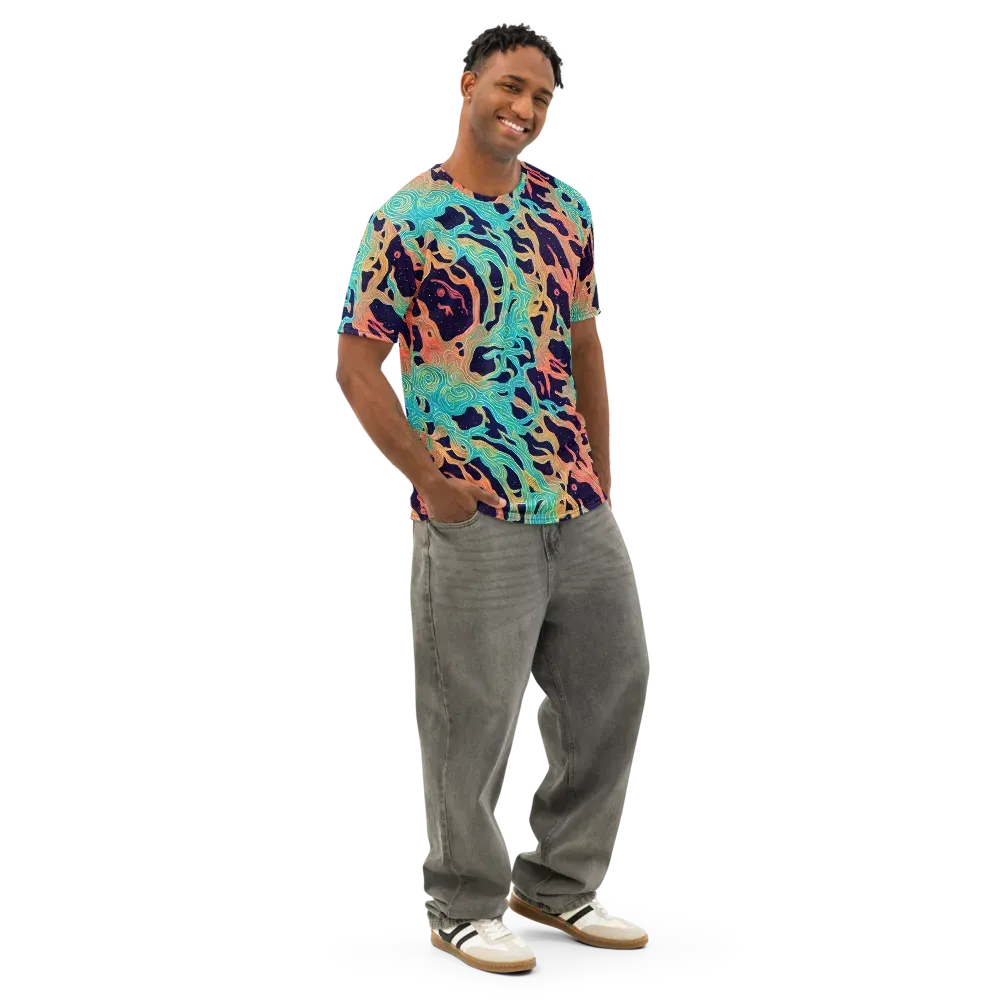 Astral Tides on Men's Cotton Crew Neck T-Shirt — Right Front