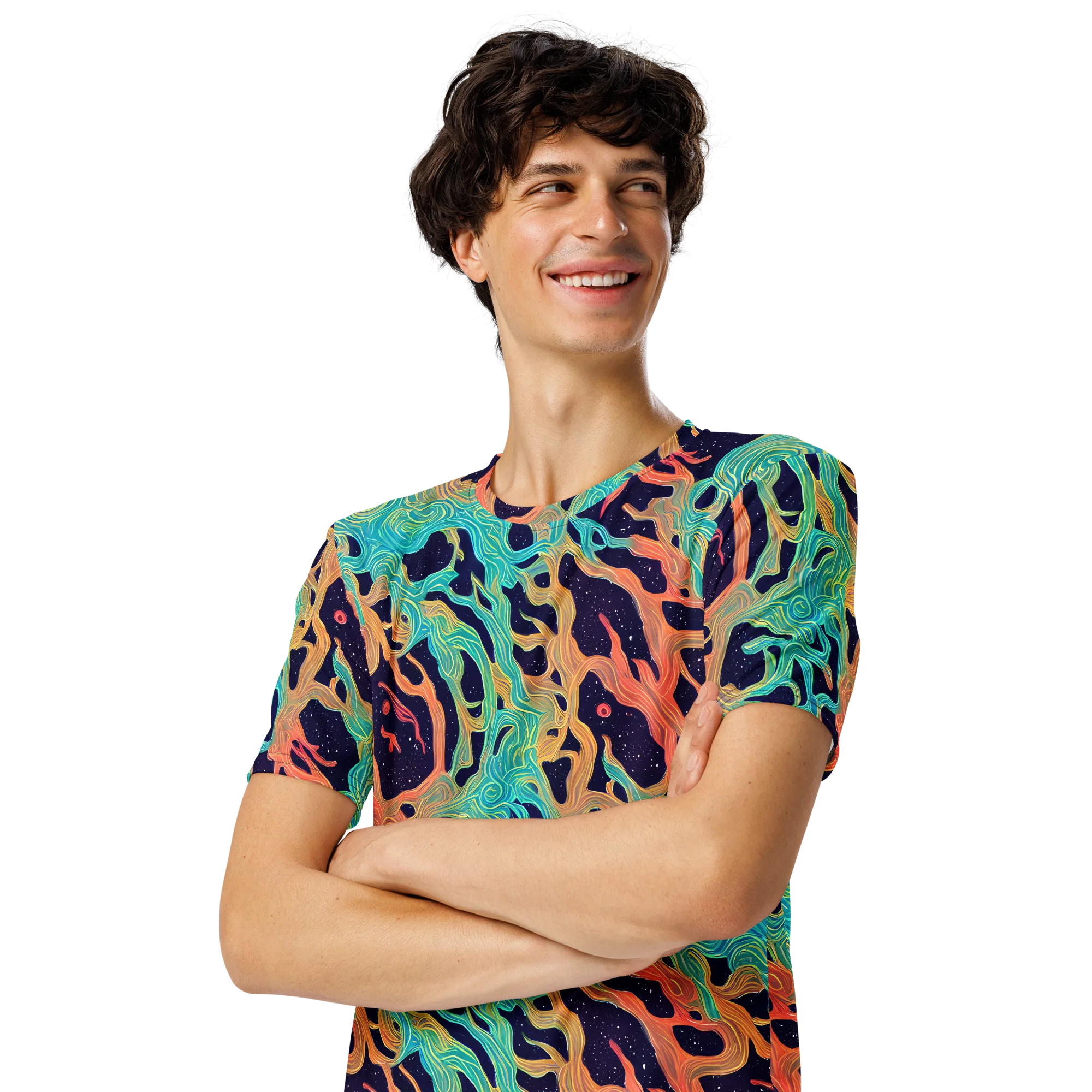 Astral Tides on Men's Crew Neck T-Shirt — Left Front