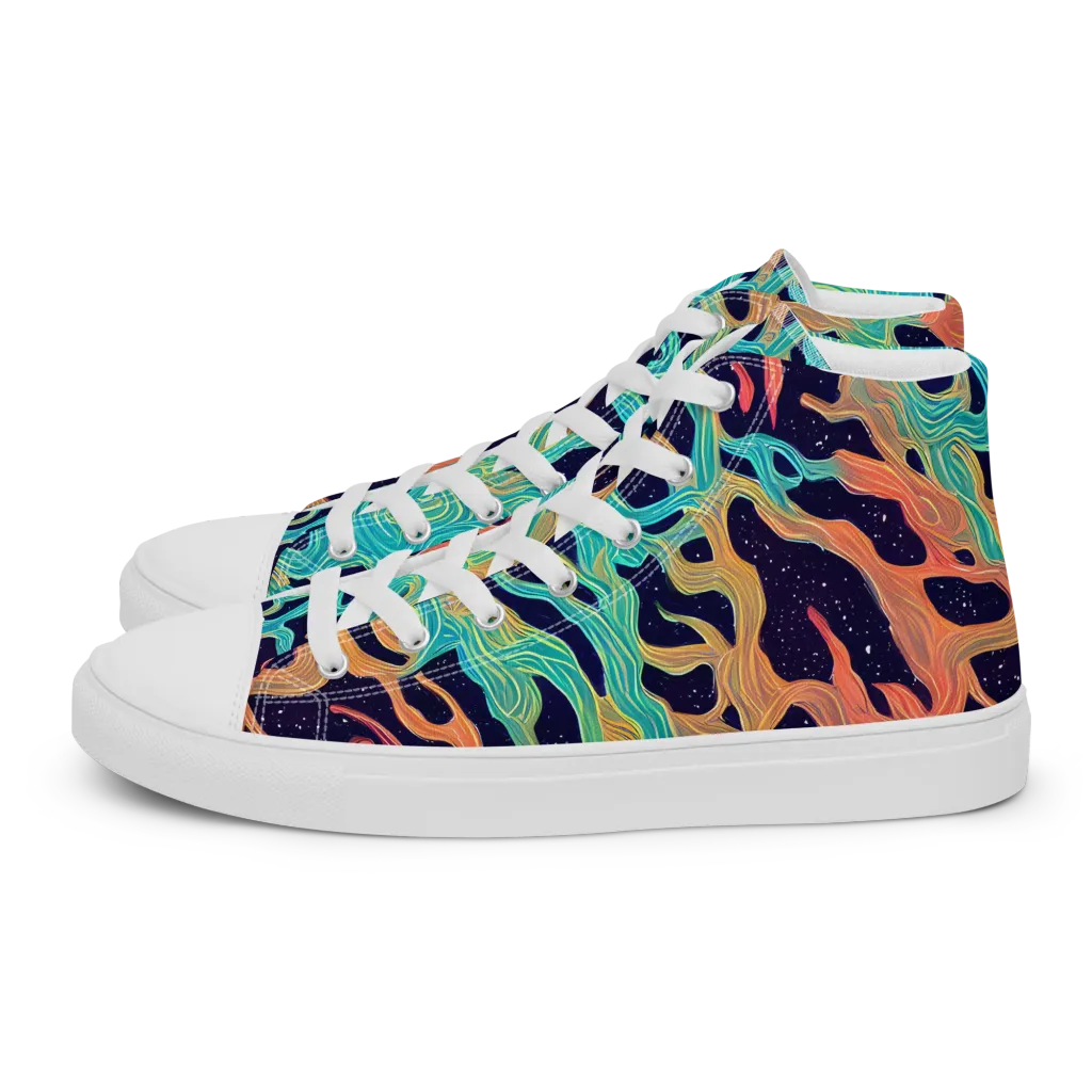 Astral Tides on Men's High Top Canvas Shoes — Left