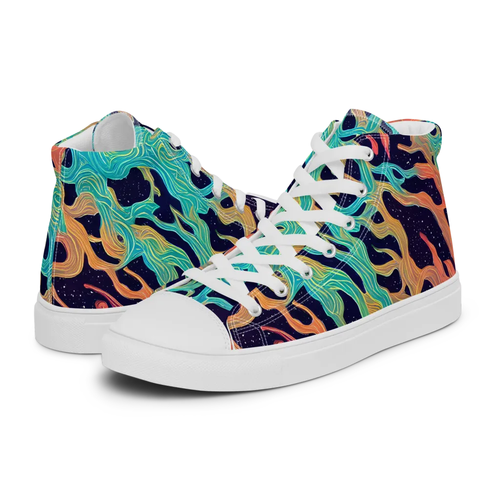 Astral Tides on Men's High Top Canvas Shoes — Left