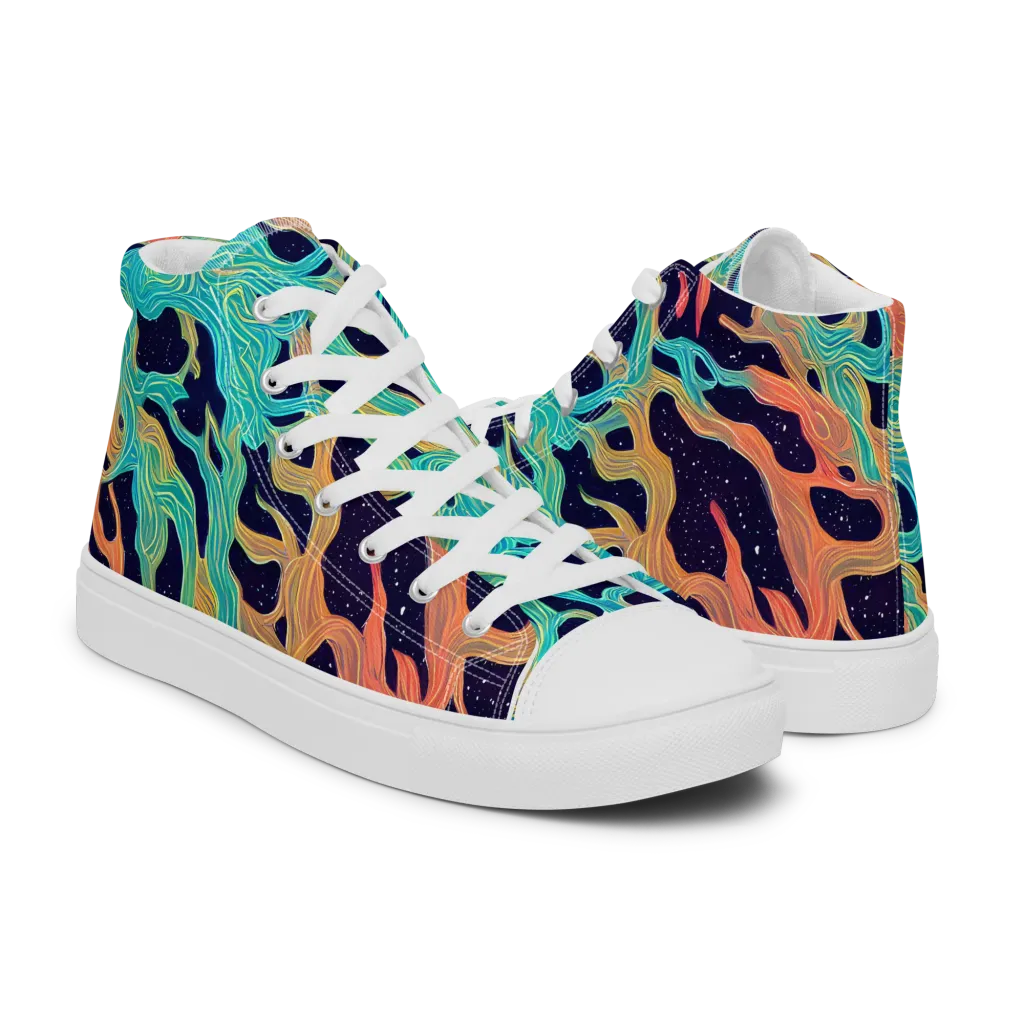 Astral Tides on Men's High Top Canvas Shoes — Right