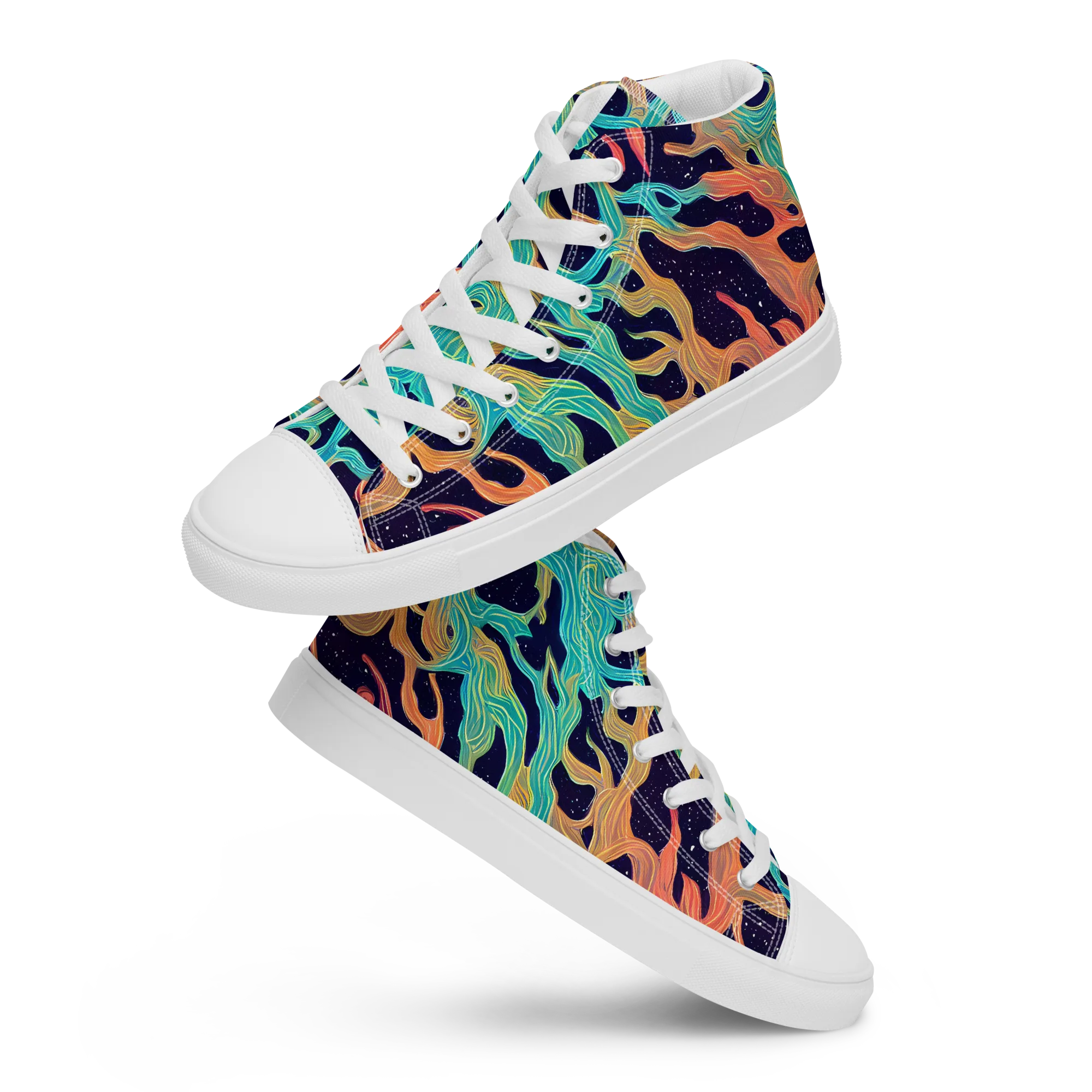 Astral Tides on Men's High Top Canvas Shoes — Front