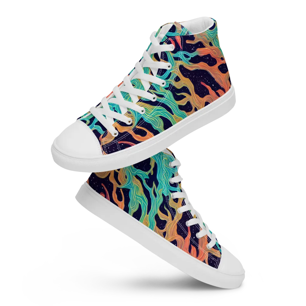 Astral Tides Men's High Top Canvas Shoes on model
