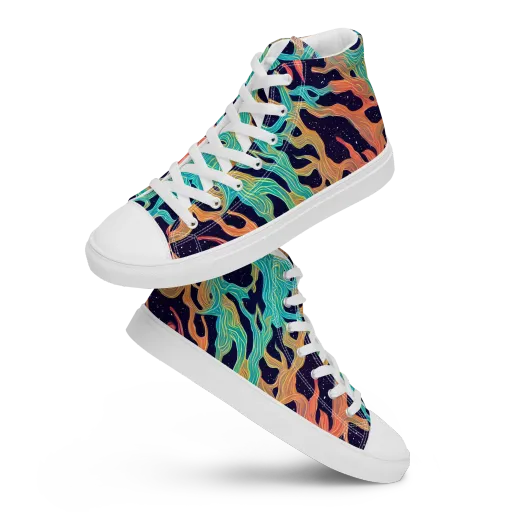 Astral Tides on a Men's High Top Canvas Shoes