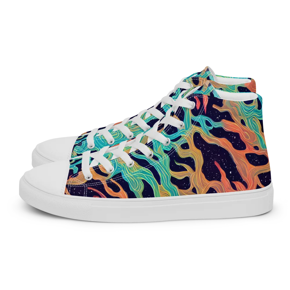 Astral Tides on Women's High Top Canvas Shoes — Left