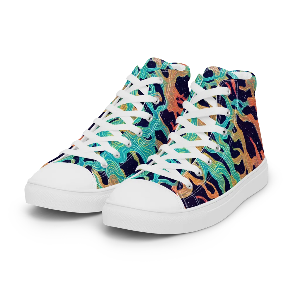Astral Tides on Women's High Top Canvas Shoes — Left Front