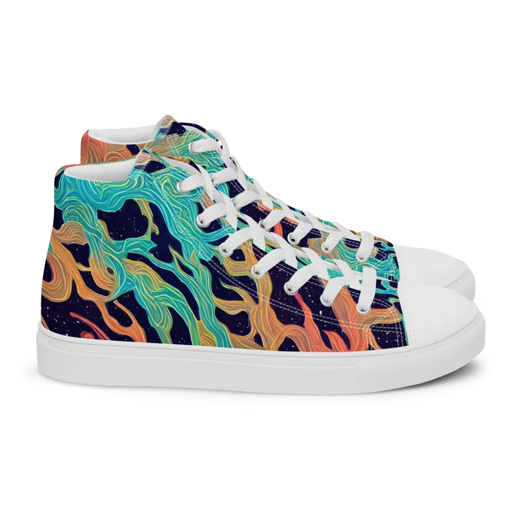 Astral Tides on Women's High Top Canvas Shoes — Right