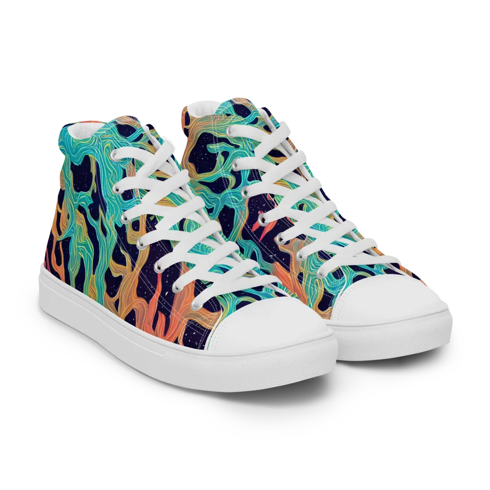 Astral Tides on Women's High Top Canvas Shoes — Right Front