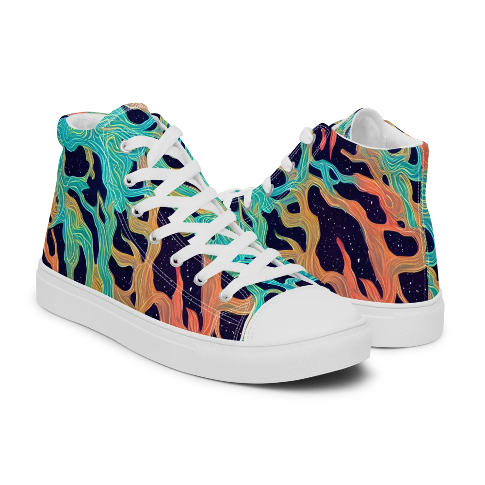Astral Tides on Women's High Top Canvas Shoes — Right