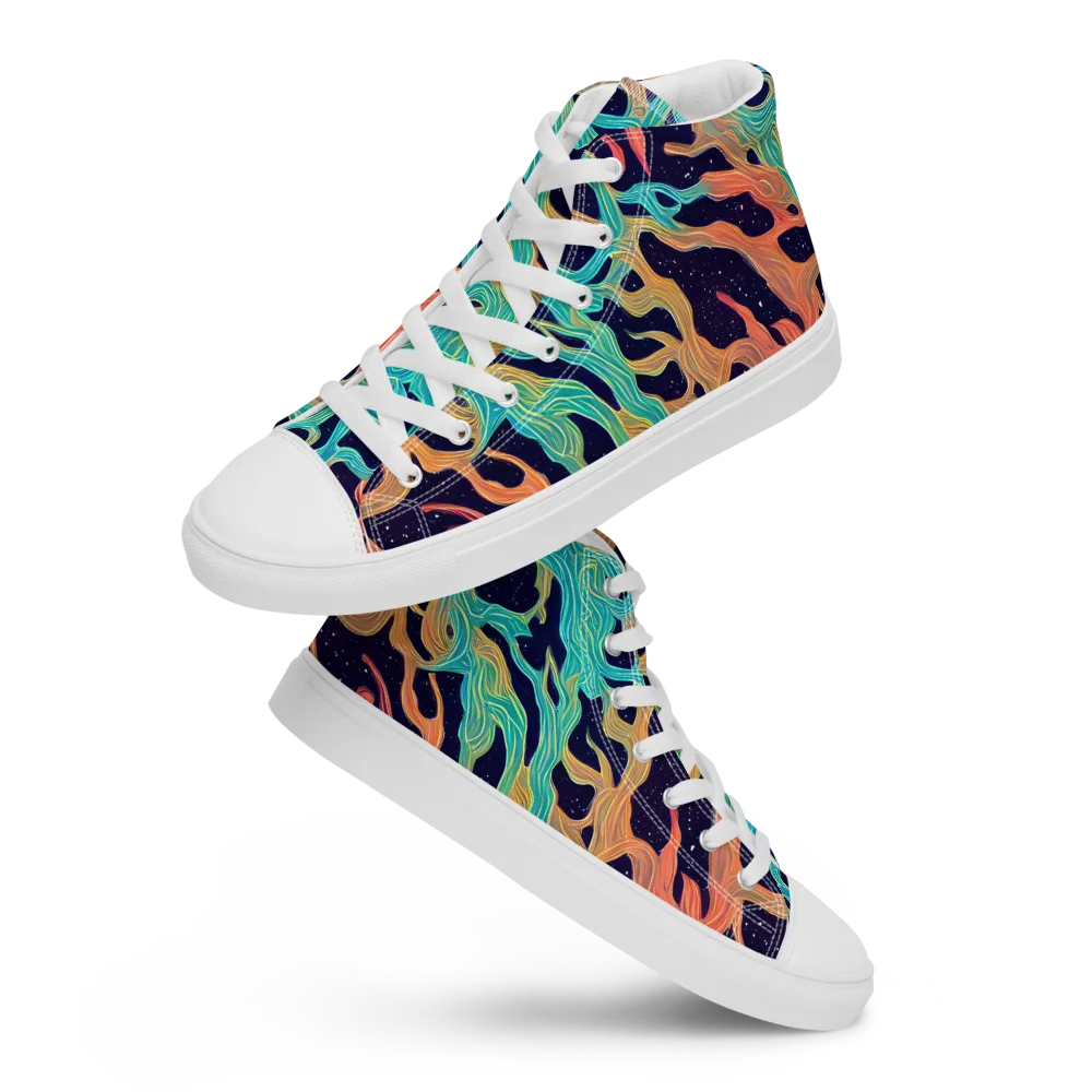 Astral Tides on Women's High Top Canvas Shoes — Front