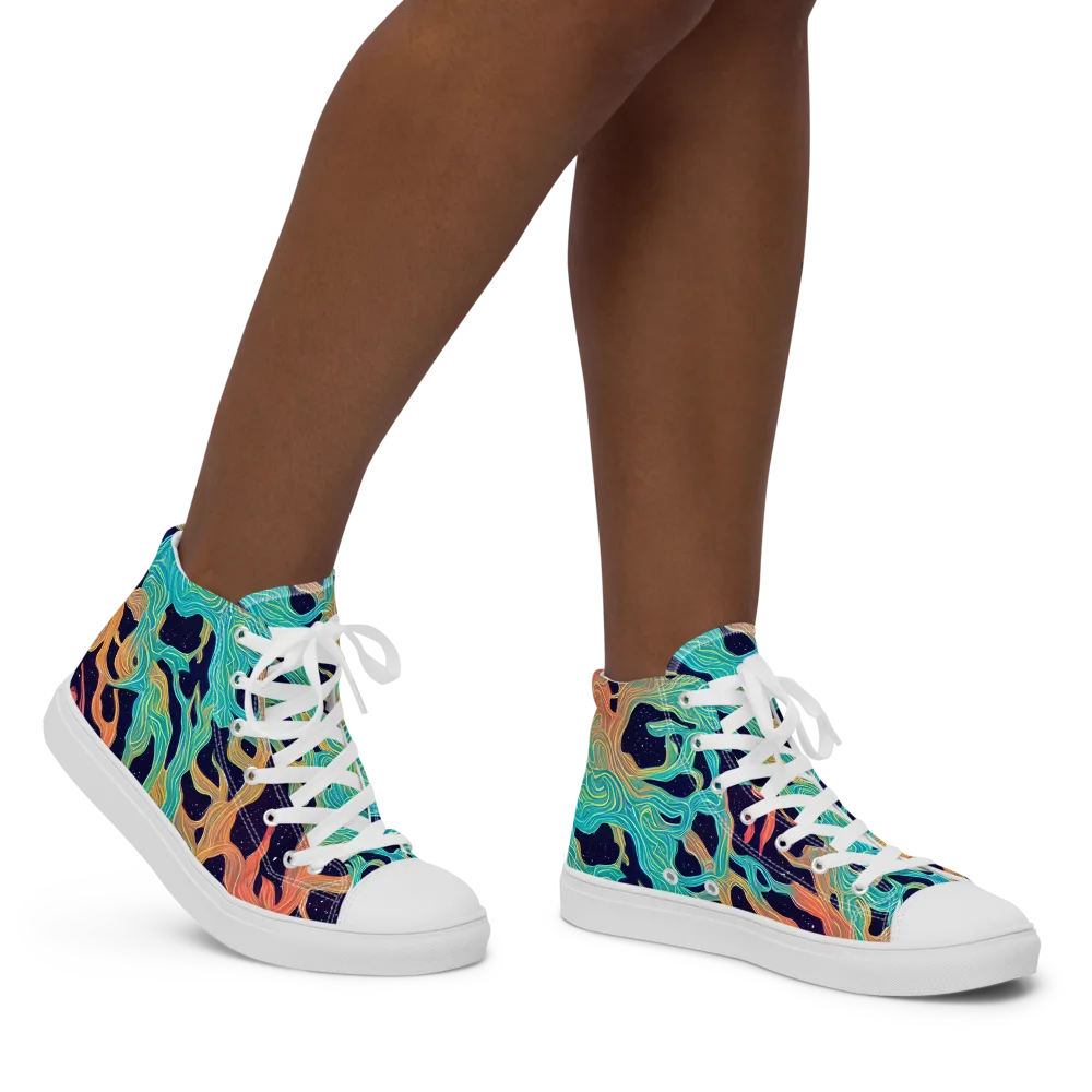 Astral Tides on Women's High Top Canvas Shoes — Right
