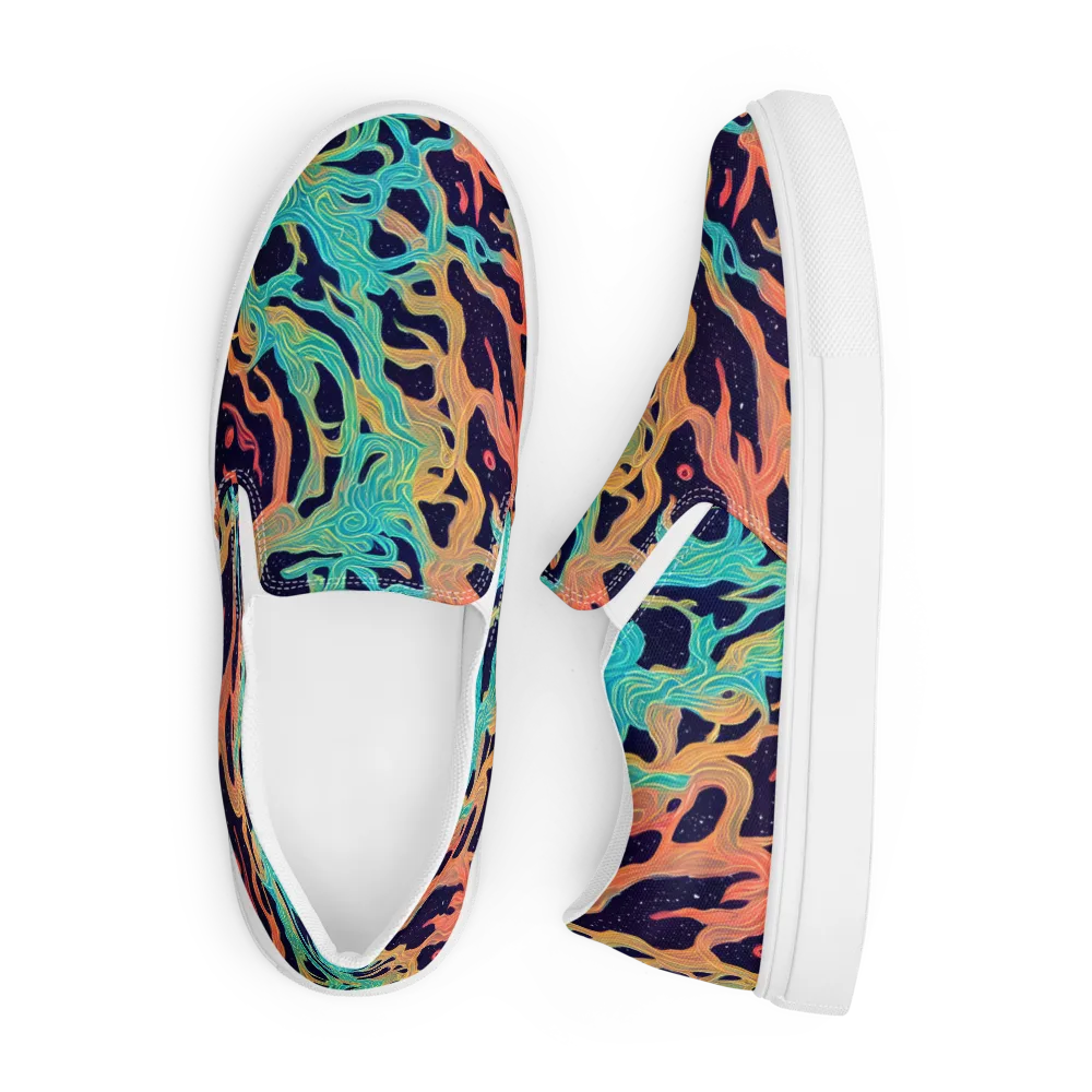 Astral Tides on Men's Slip-On Canvas Shoes — Front