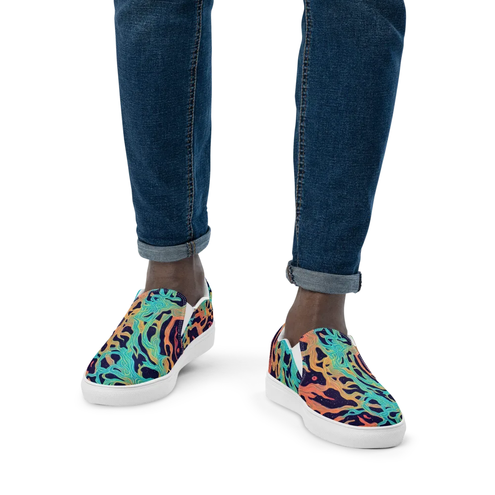 Astral Tides on Men's Slip-On Canvas Shoes — Front