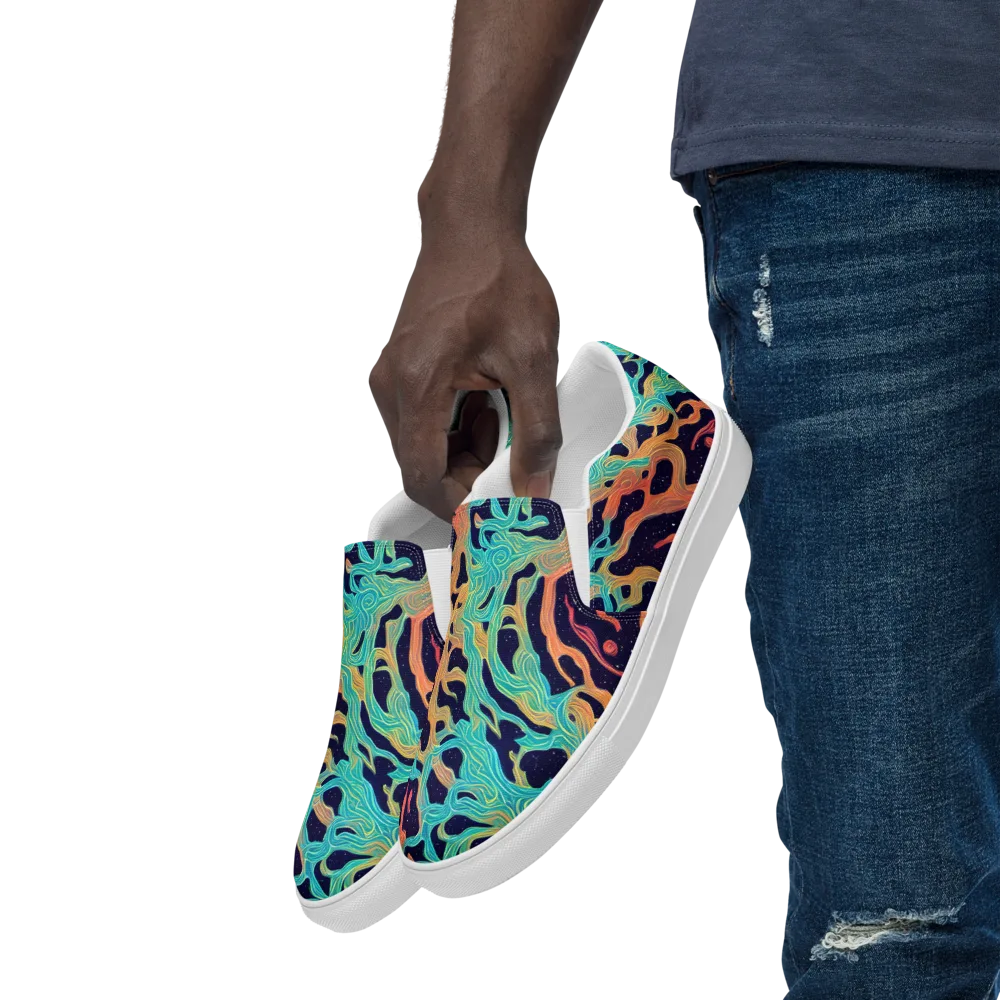 Astral Tides on Men's Slip-On Canvas Shoes — Left Front