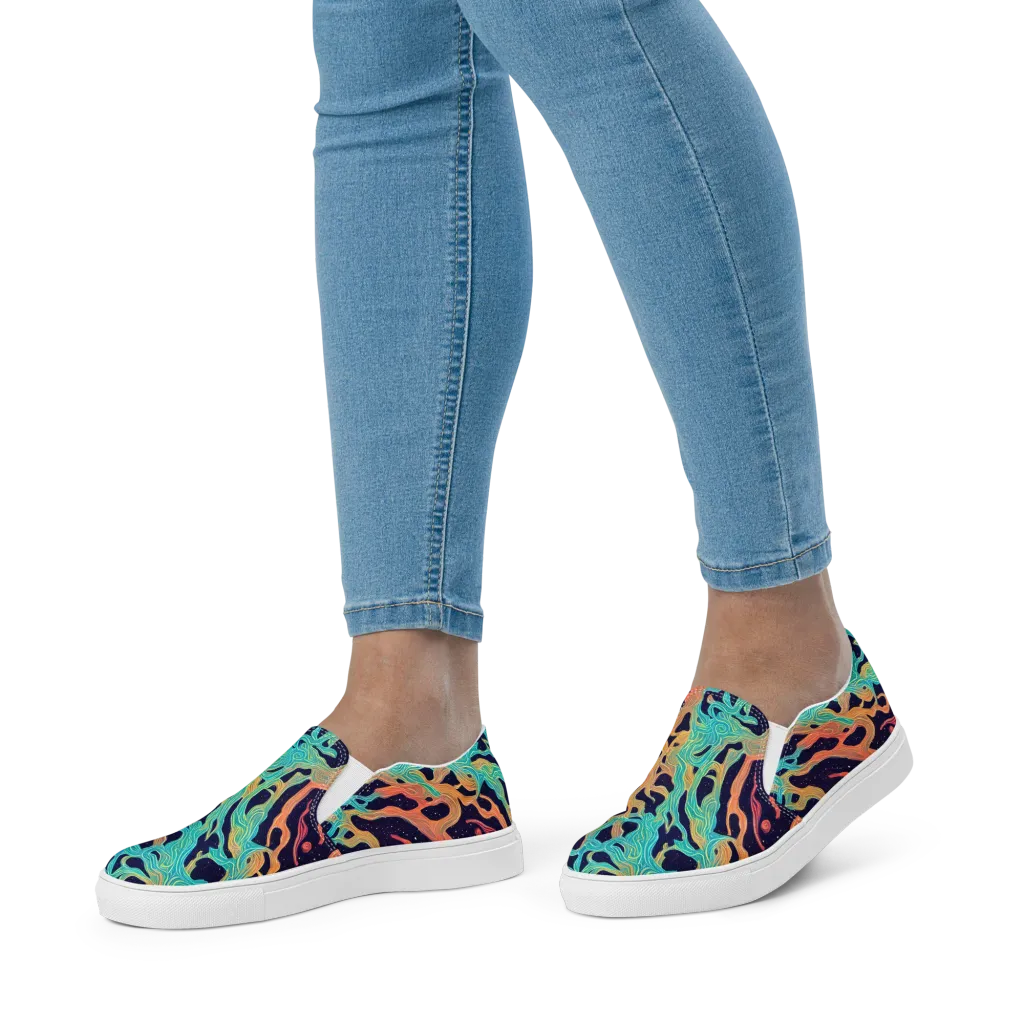 Astral Tides on Women's Slip-On Canvas Shoes — Front
