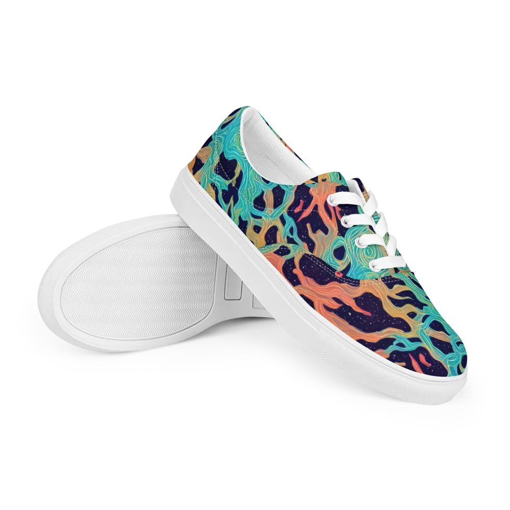 Astral Tides on Men's Lace-Up Canvas Shoes — Right Front