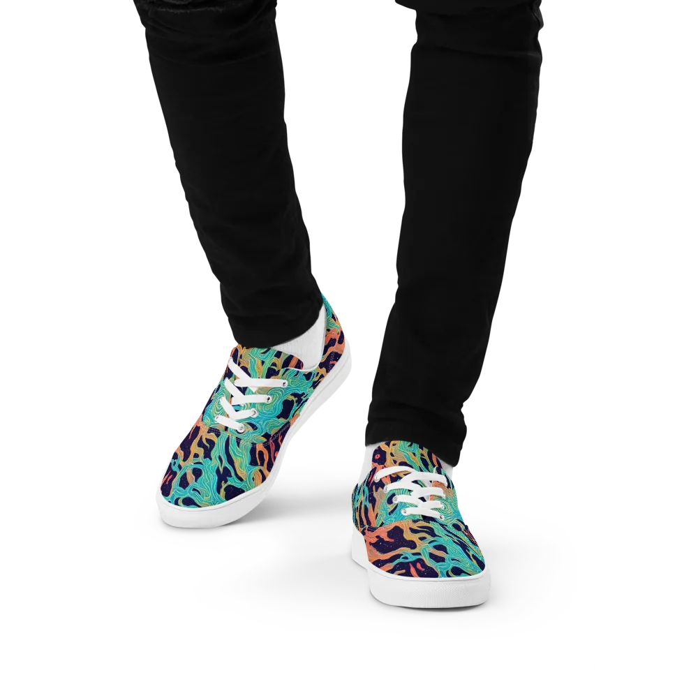 Astral Tides on Men's Lace-Up Canvas Shoes — Front