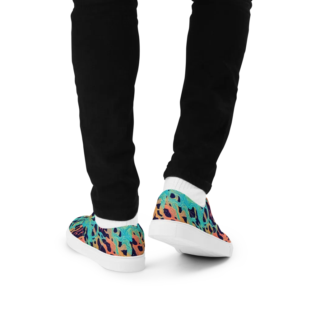Astral Tides on Men's Lace-Up Canvas Shoes — Back