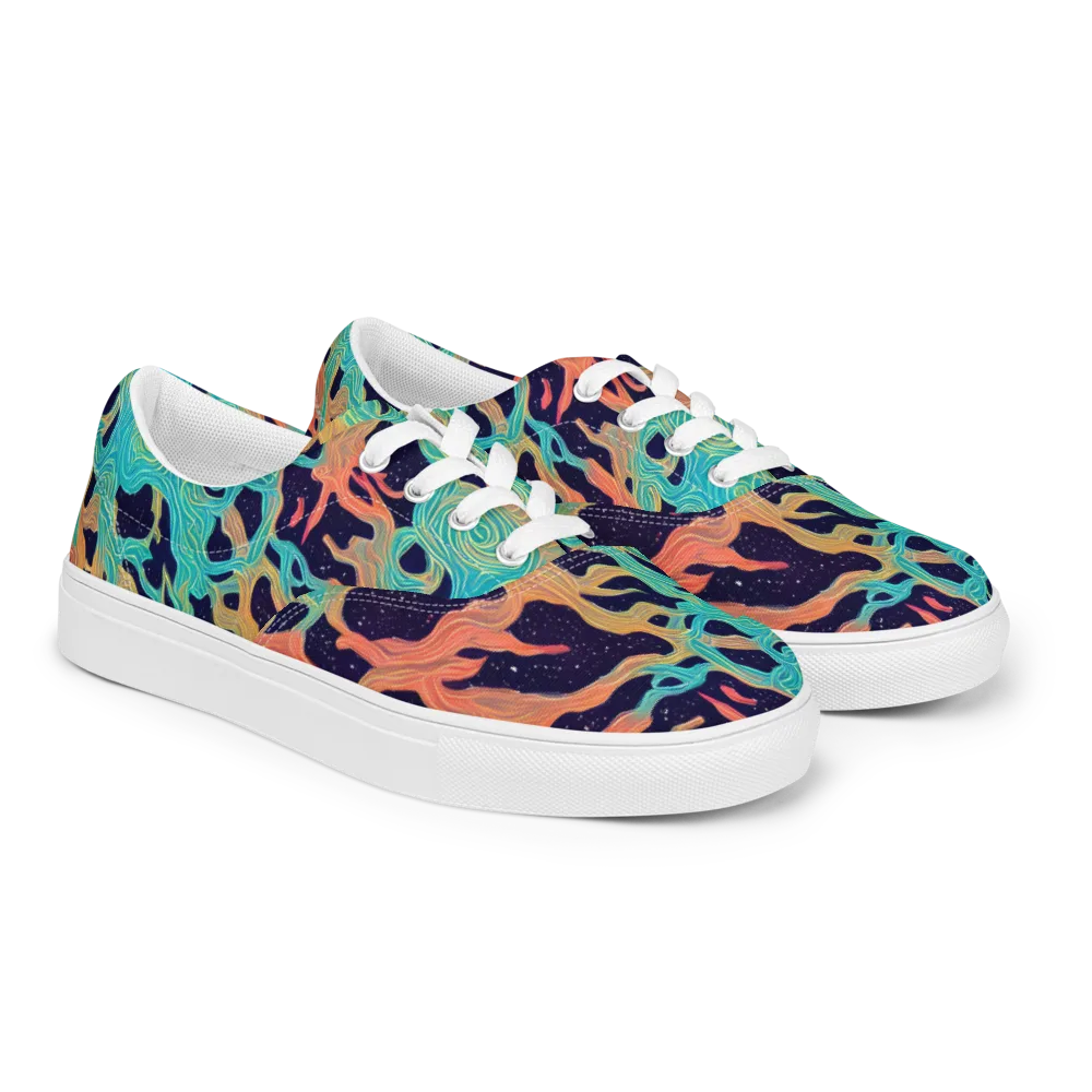 Astral Tides on Men's Lace-Up Canvas Shoes — Right Front