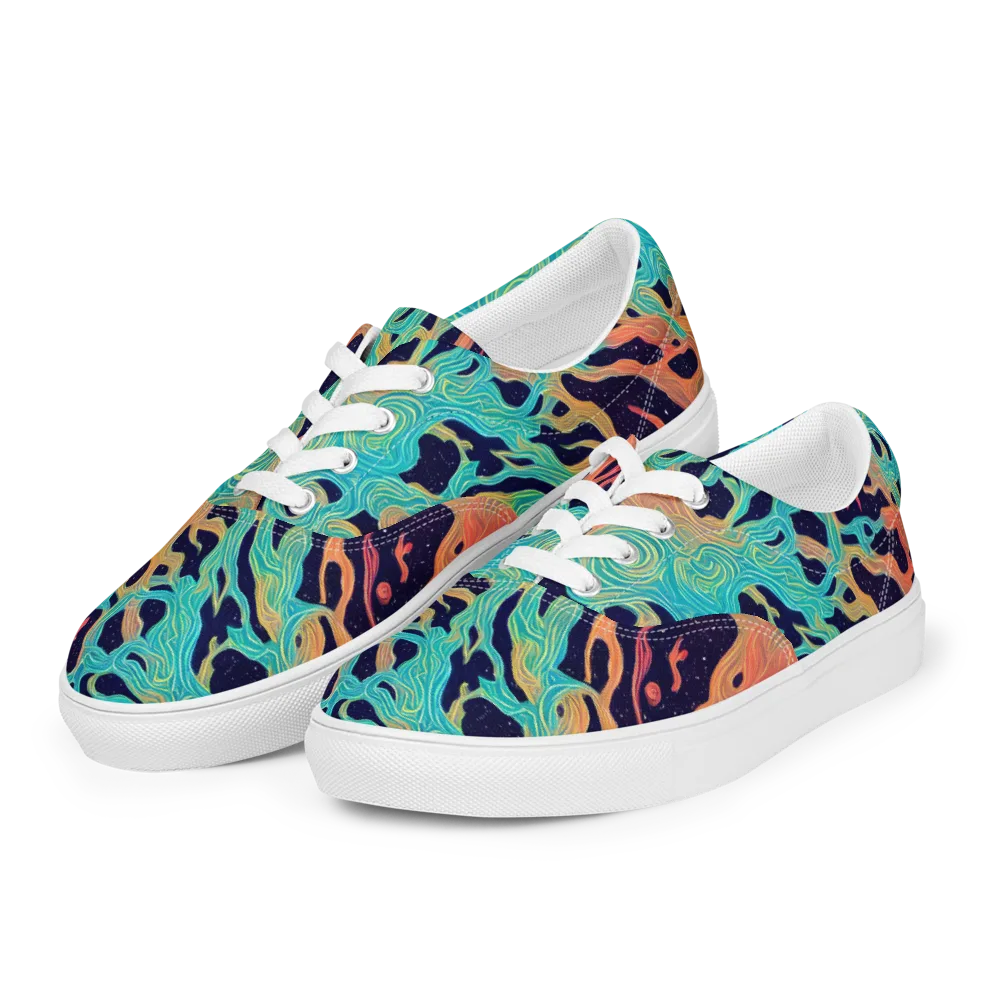 Astral Tides on Men's Lace-Up Canvas Shoes — Left Front
