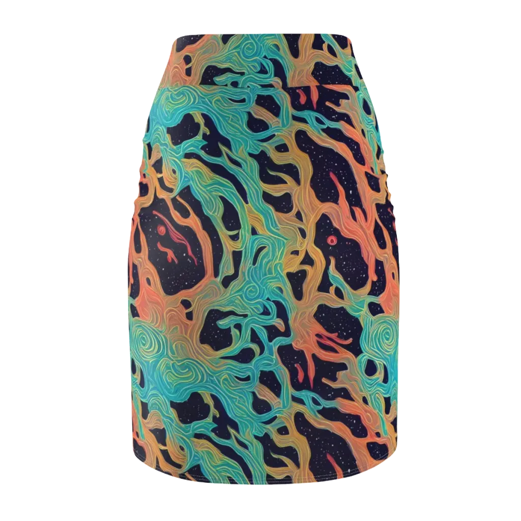Astral Tides on Pencil Skirt — Back
