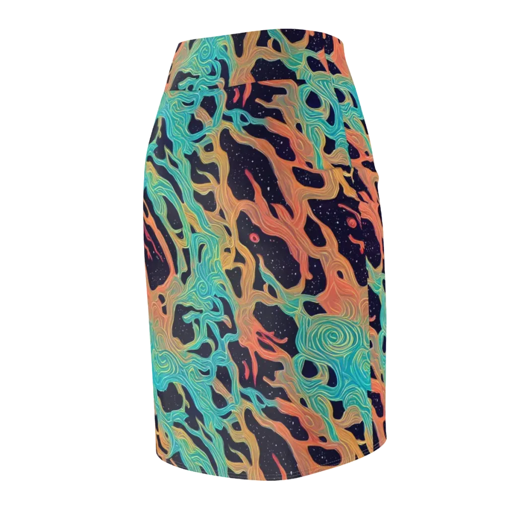 Astral Tides on Pencil Skirt — Back Side