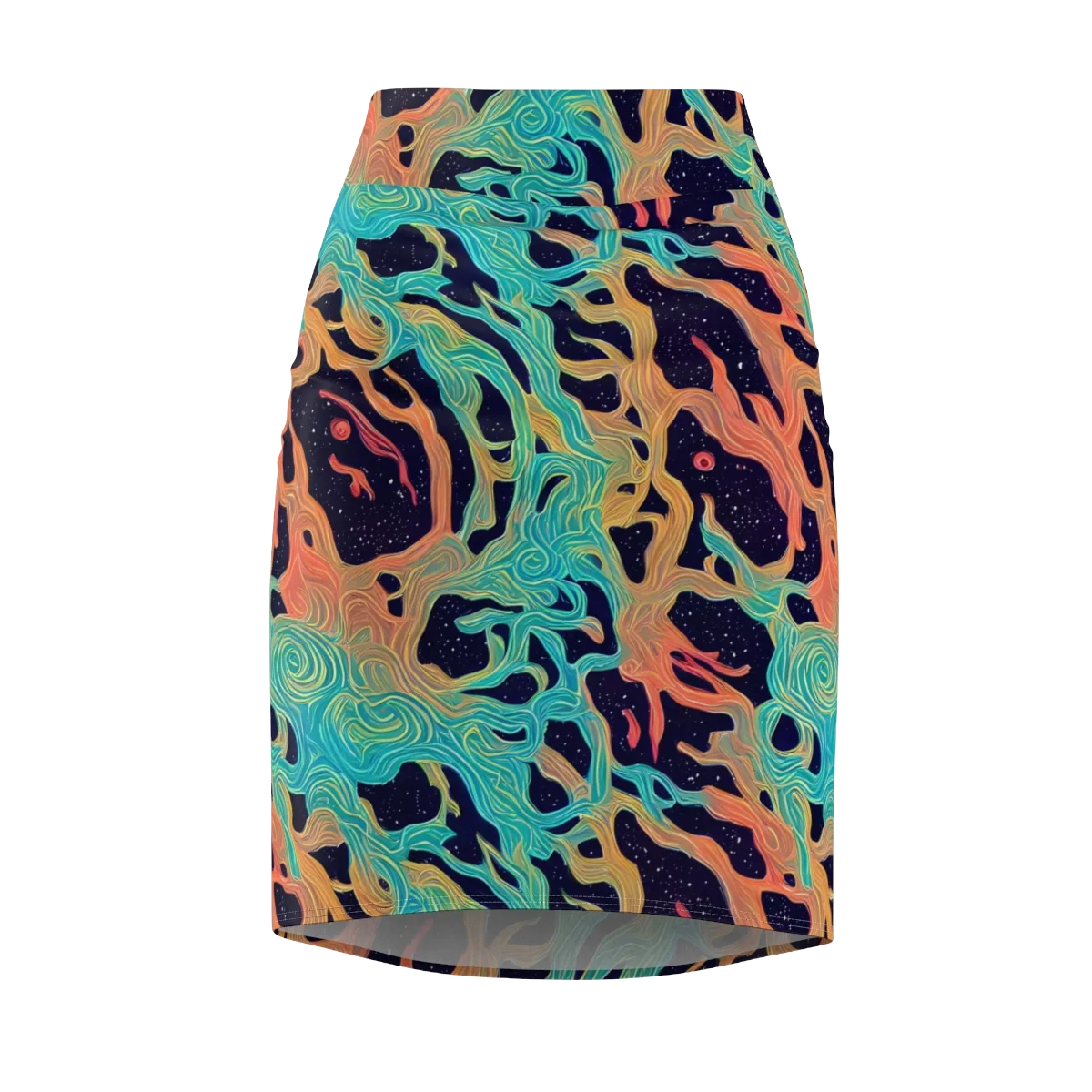 Astral Tides on Pencil Skirt — Front