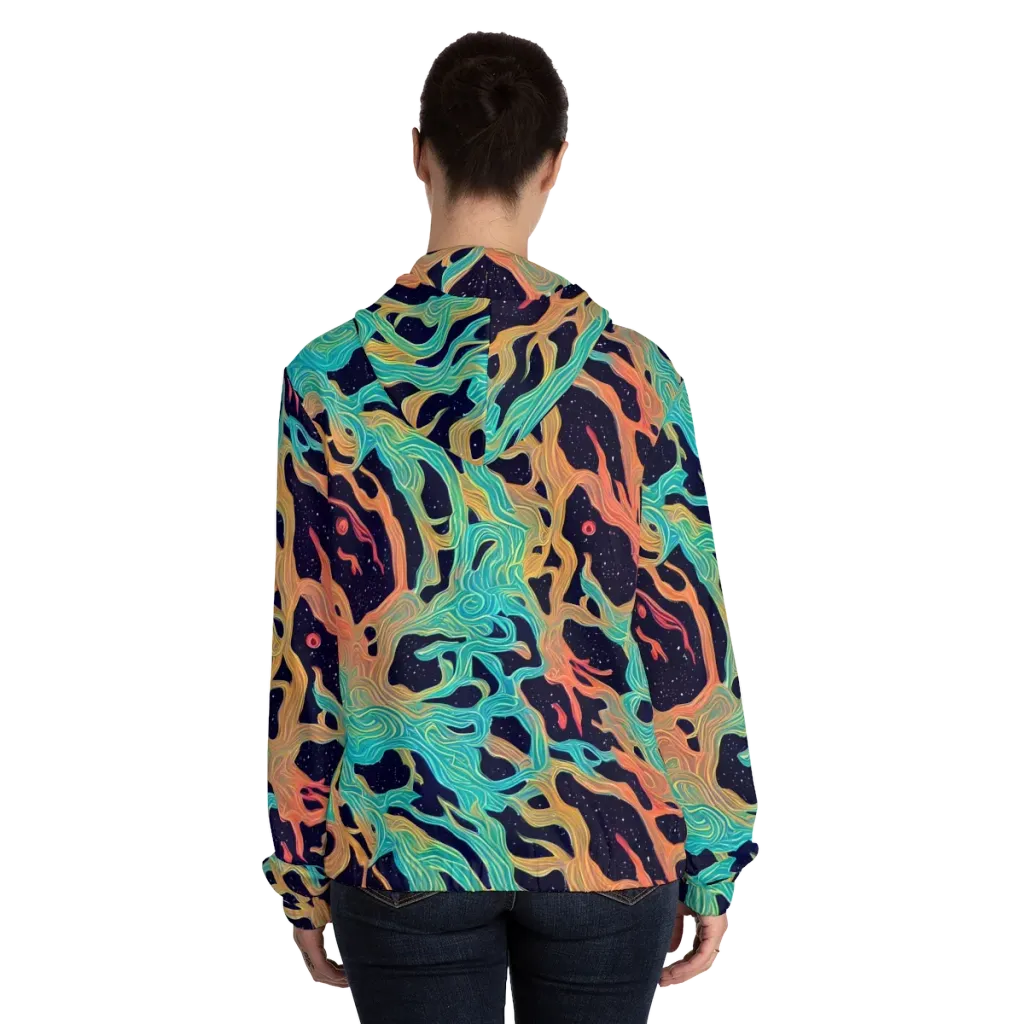 Astral Tides on Women's Full-Zip Hoodie — Back On Person