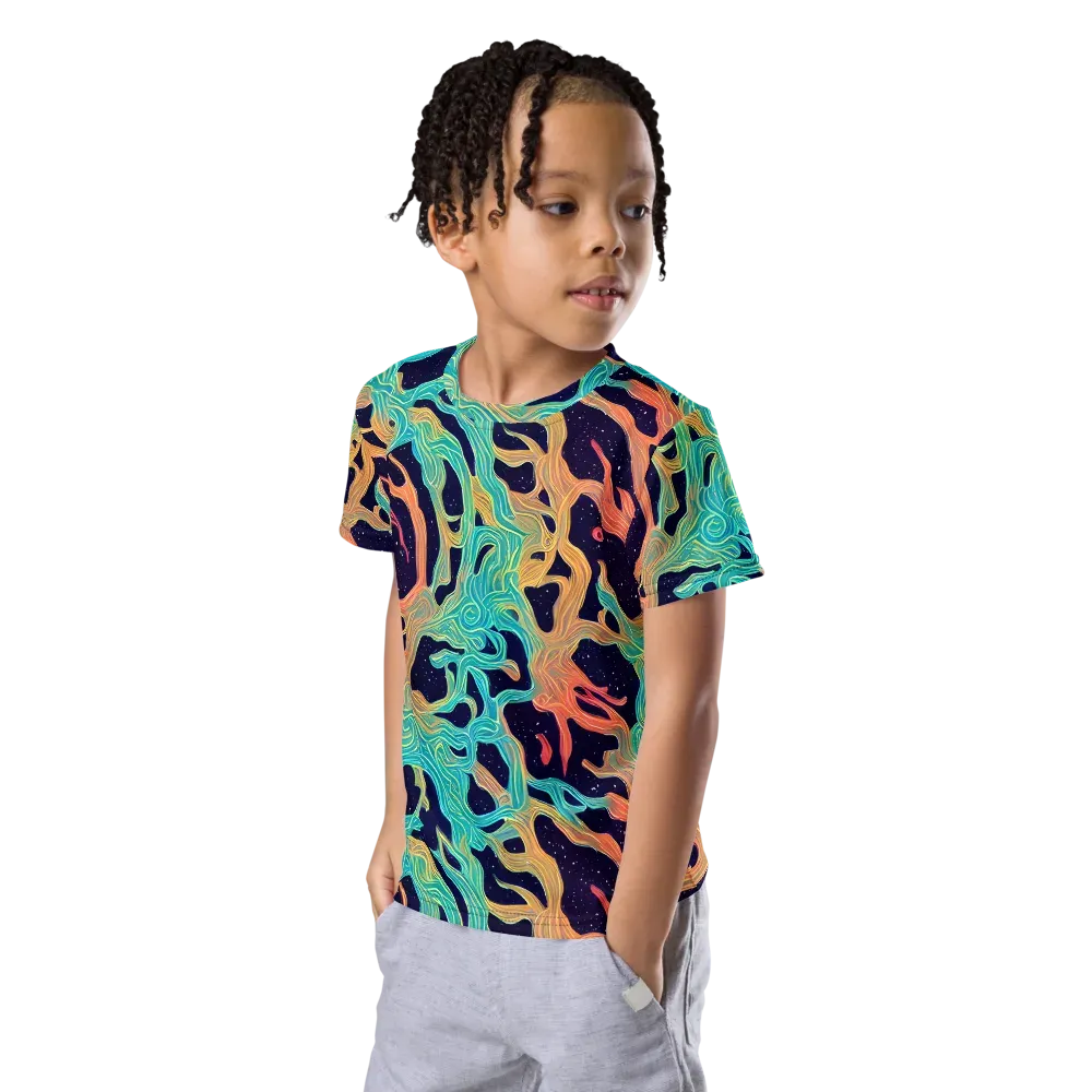 Astral Tides on Kids Crew Neck T-Shirt — Left Front