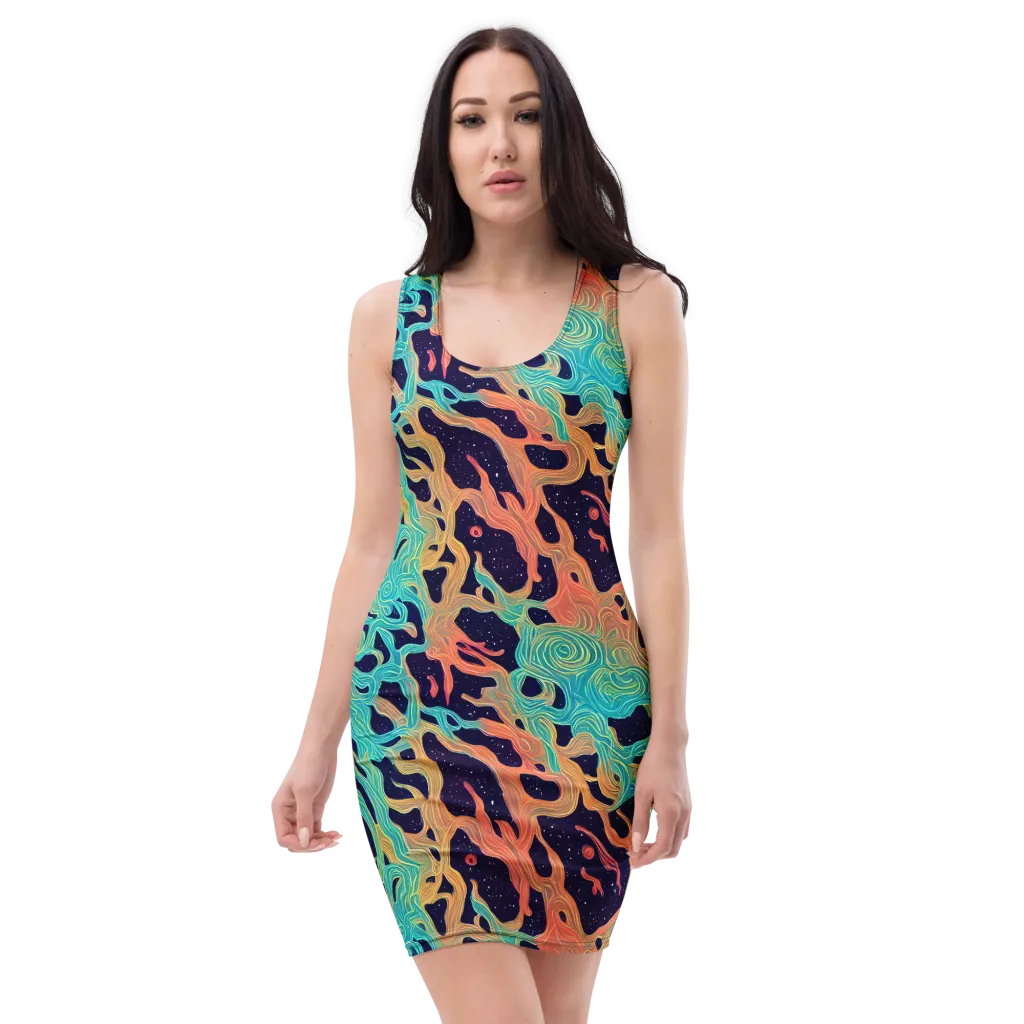 Astral Tides on Bodycon Dress — Front