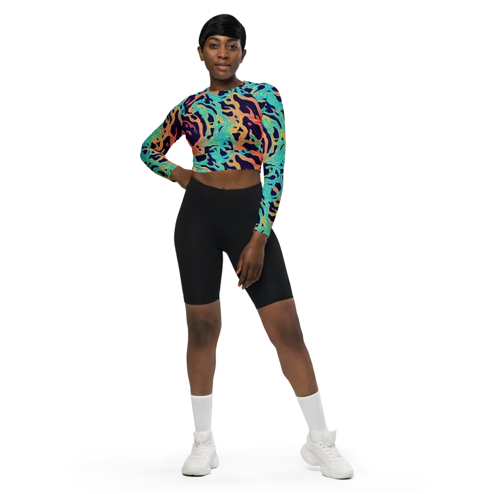 Astral Tides on Long Sleeve Crop Top — Front