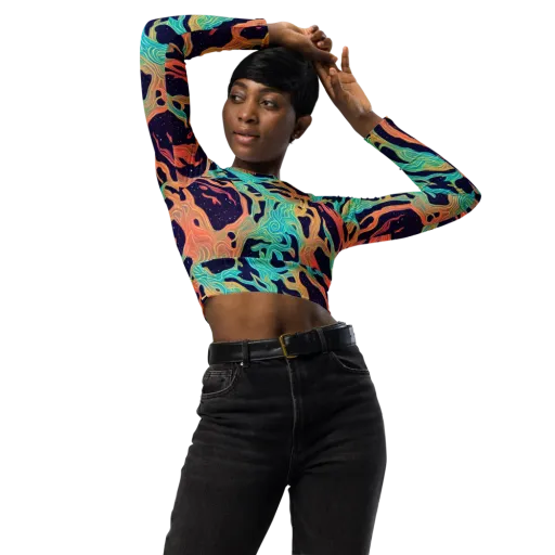 Astral Tides on a Long Sleeve Crop Top