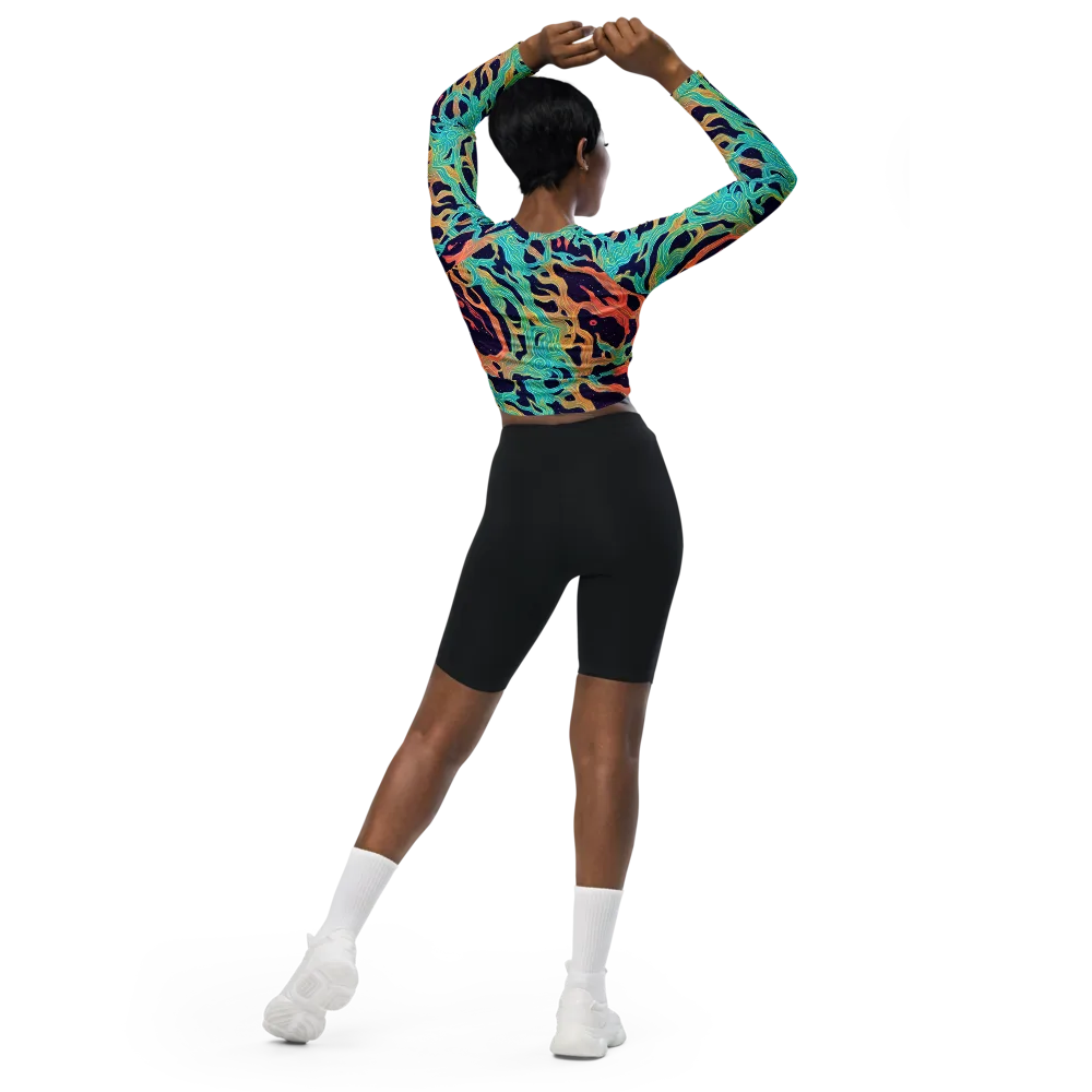 Astral Tides on Long Sleeve Crop Top — Back