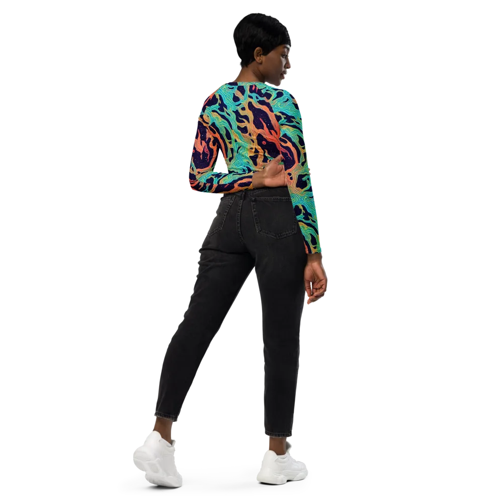 Astral Tides on Long Sleeve Crop Top — Right Back