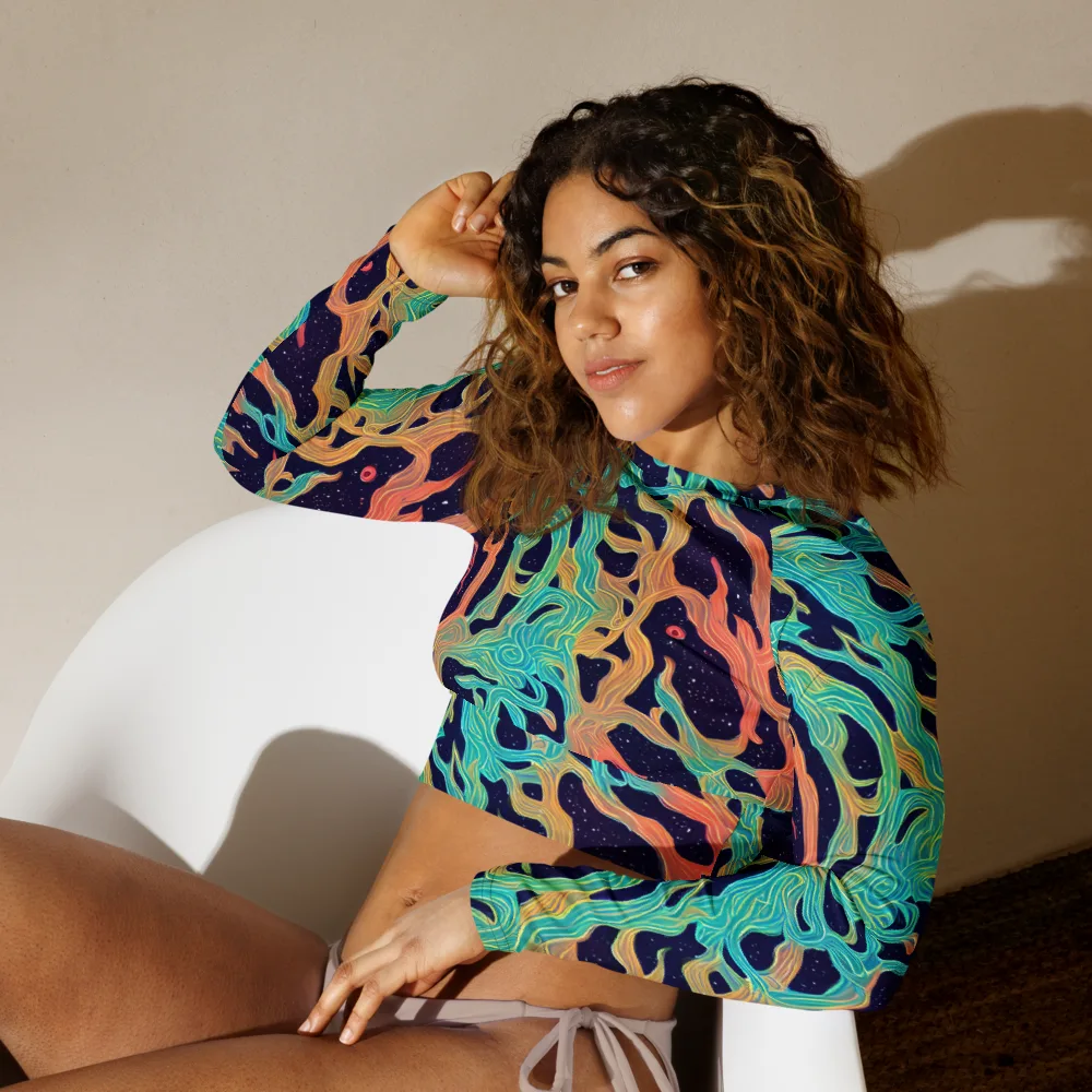 Astral Tides on Long Sleeve Crop Top — Left Front
