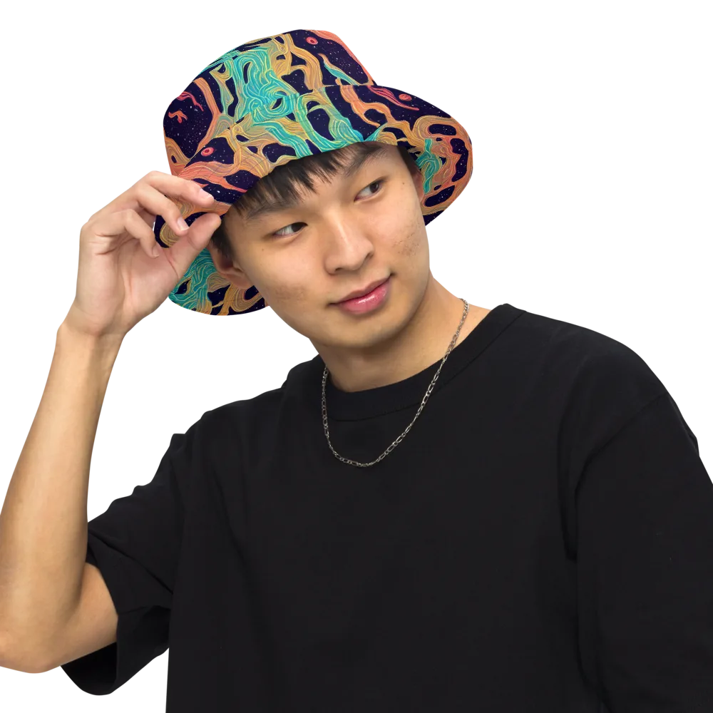 Astral Tides on Reversible Bucket Hat — Front Inside