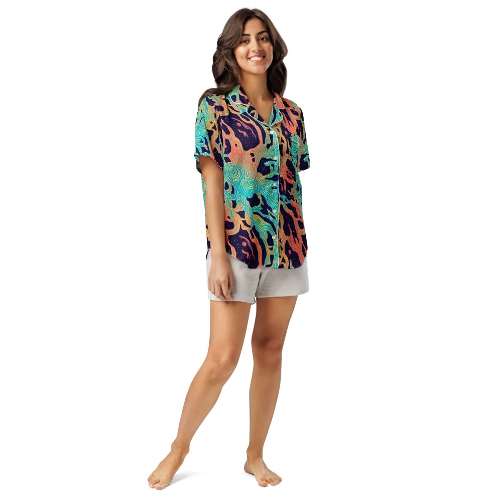 Astral Tides on Women's Short Sleeve Pajama Top — Front