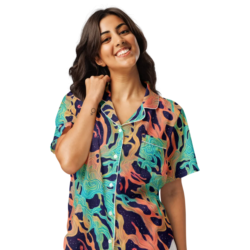 Astral Tides on Women's Short Sleeve Pajama Top — Front