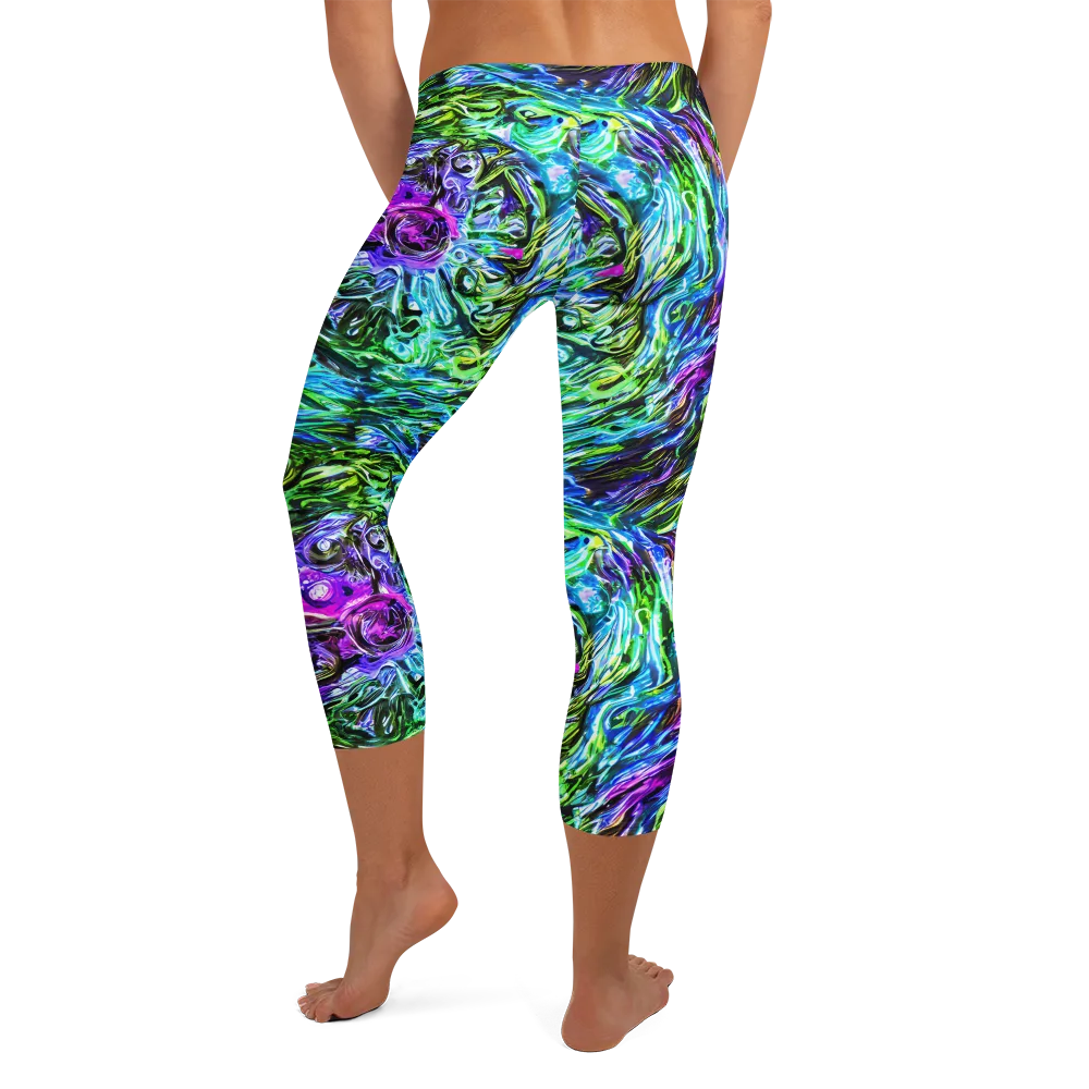 Prismatic Maelstrom on Capri Leggings — Back