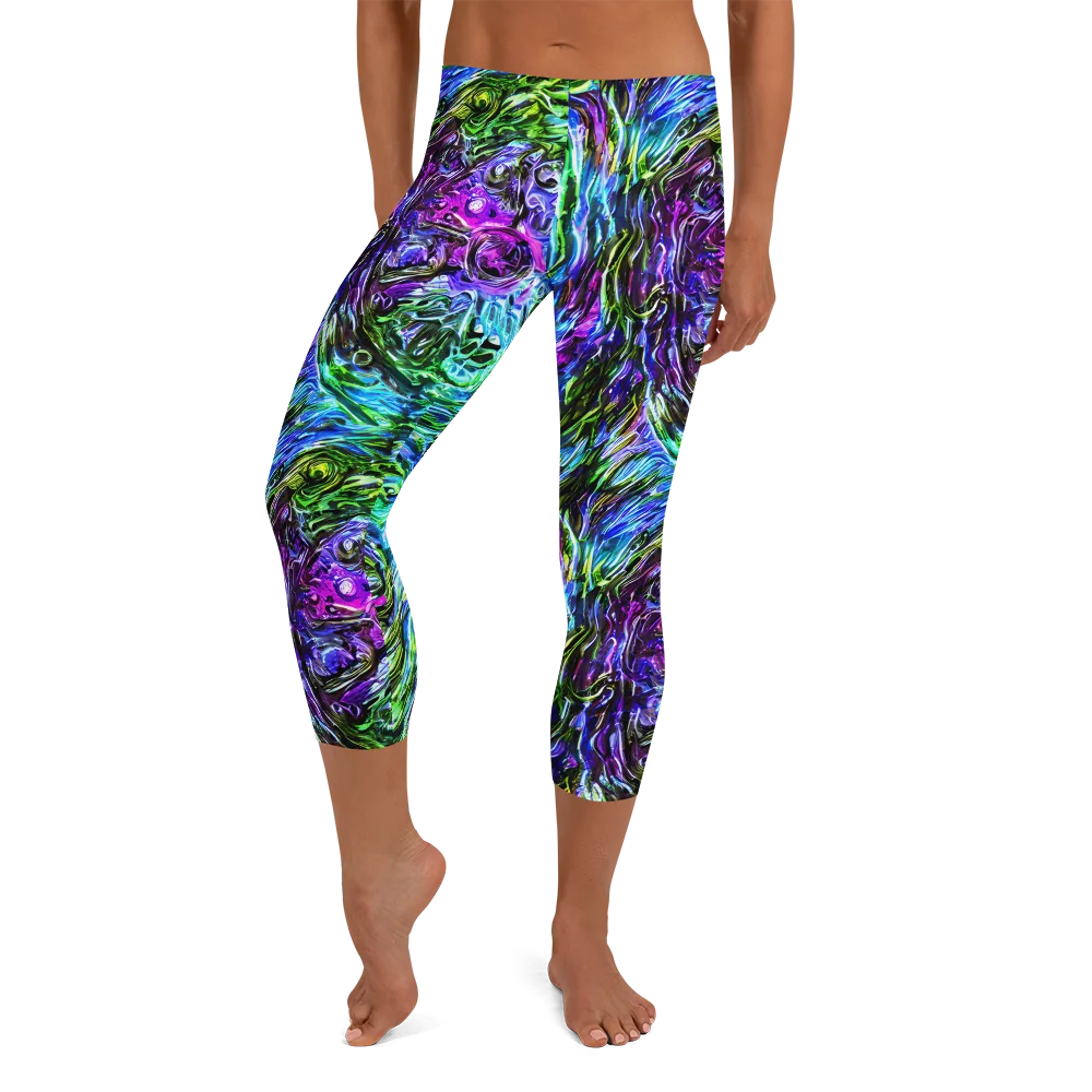 Prismatic Maelstrom on Capri Leggings — Front