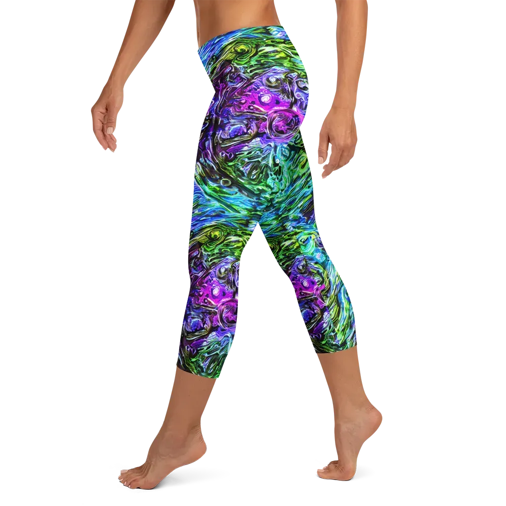 Prismatic Maelstrom on Capri Leggings — Left