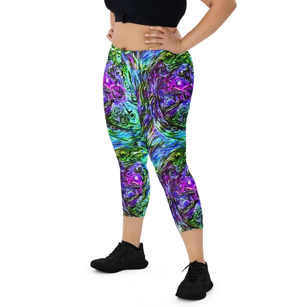 Prismatic Maelstrom on Capri Leggings — Front