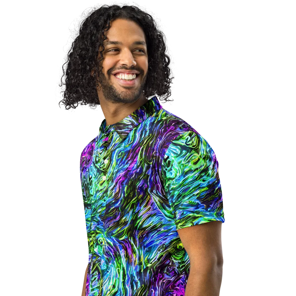 Prismatic Maelstrom on Men's Slim Fit Polo Shirt — Left Front