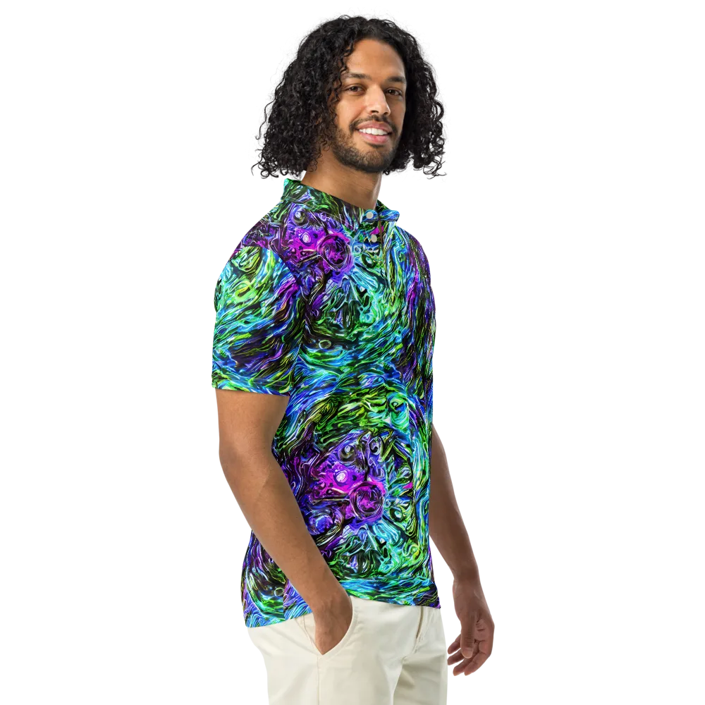 Prismatic Maelstrom on Men's Slim Fit Polo Shirt — Right Front